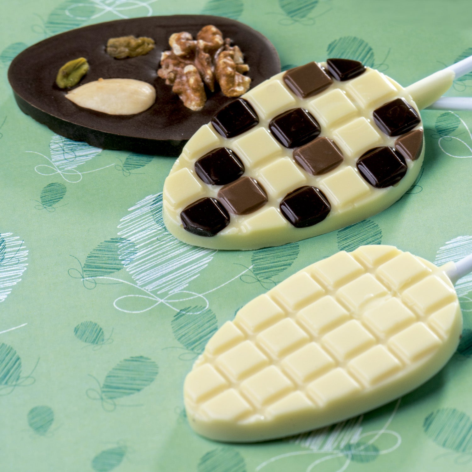 KIT 2 PLASTIC MOULDS CHOCOLATE EGG LOLLIPOPS 52X77XH9CM