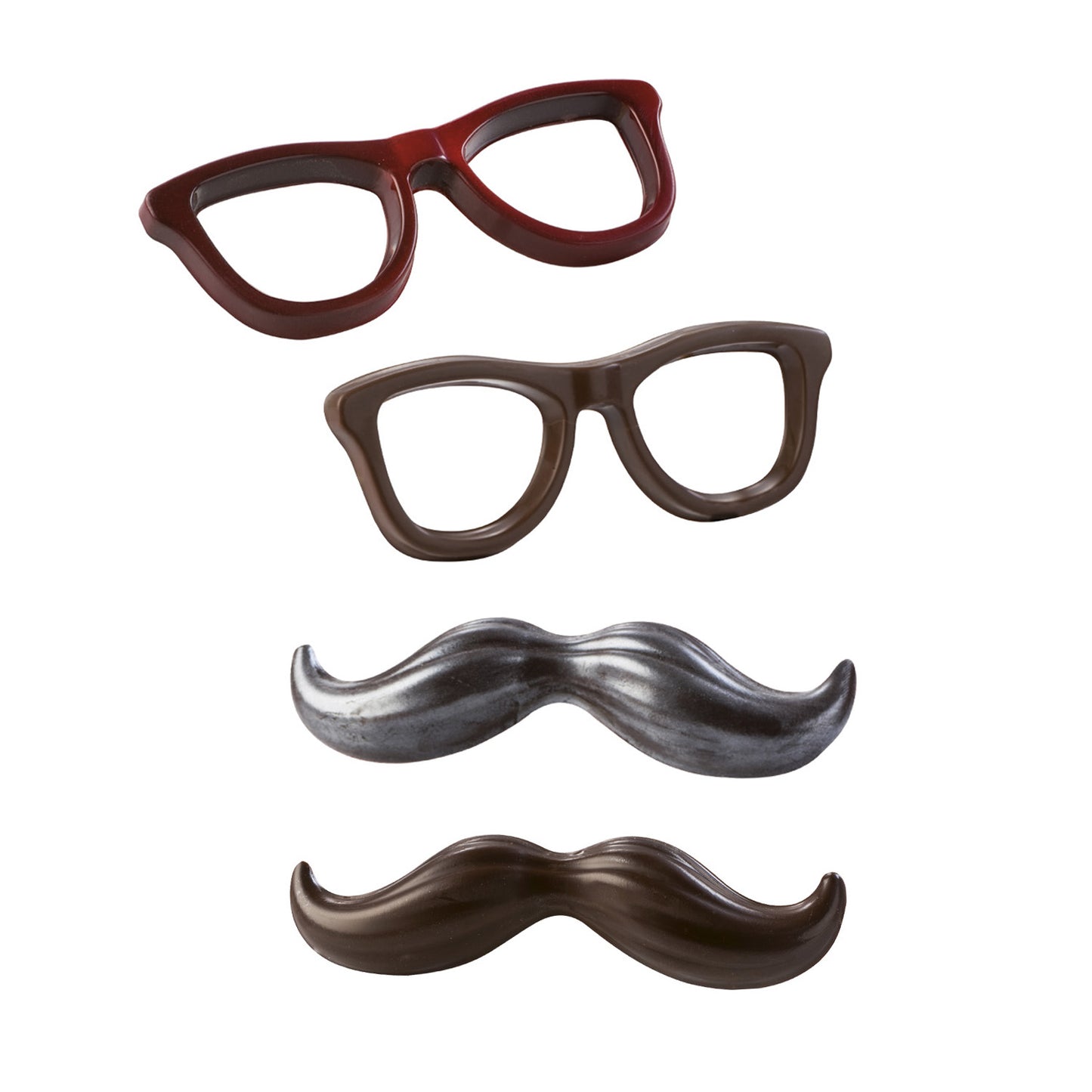 KIT 2 MOLDES PLÁSTICO TERMOFORMADO BIGOTE Y GAFAS | 8U