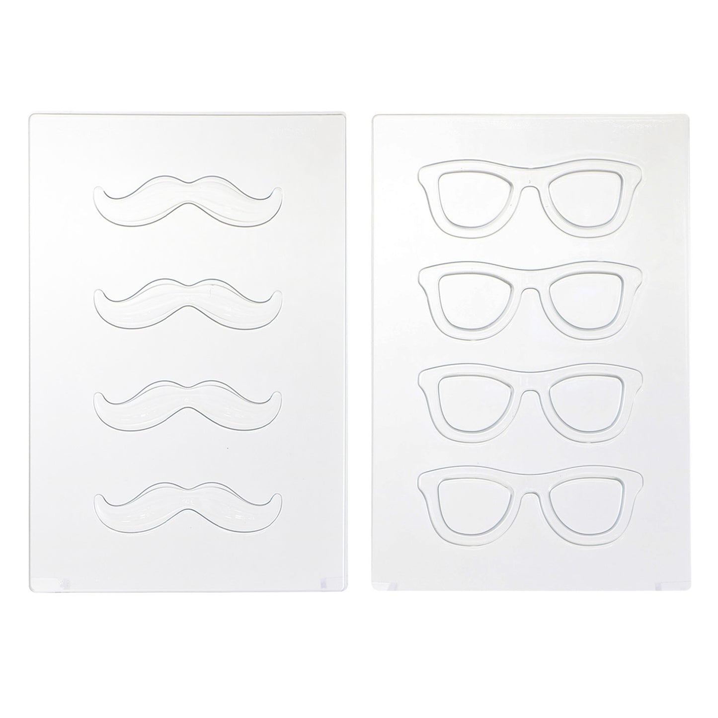 KIT 2 MOLDES PLÁSTICO TERMOFORMADO BIGOTE Y GAFAS | 8U