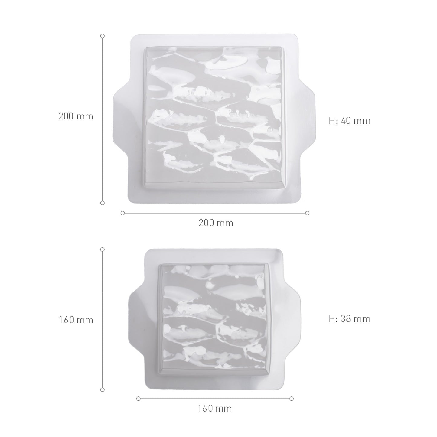 KIT 2 MOULES PLASTIQUE SEMI FROID CARRE GRAND / PETIT