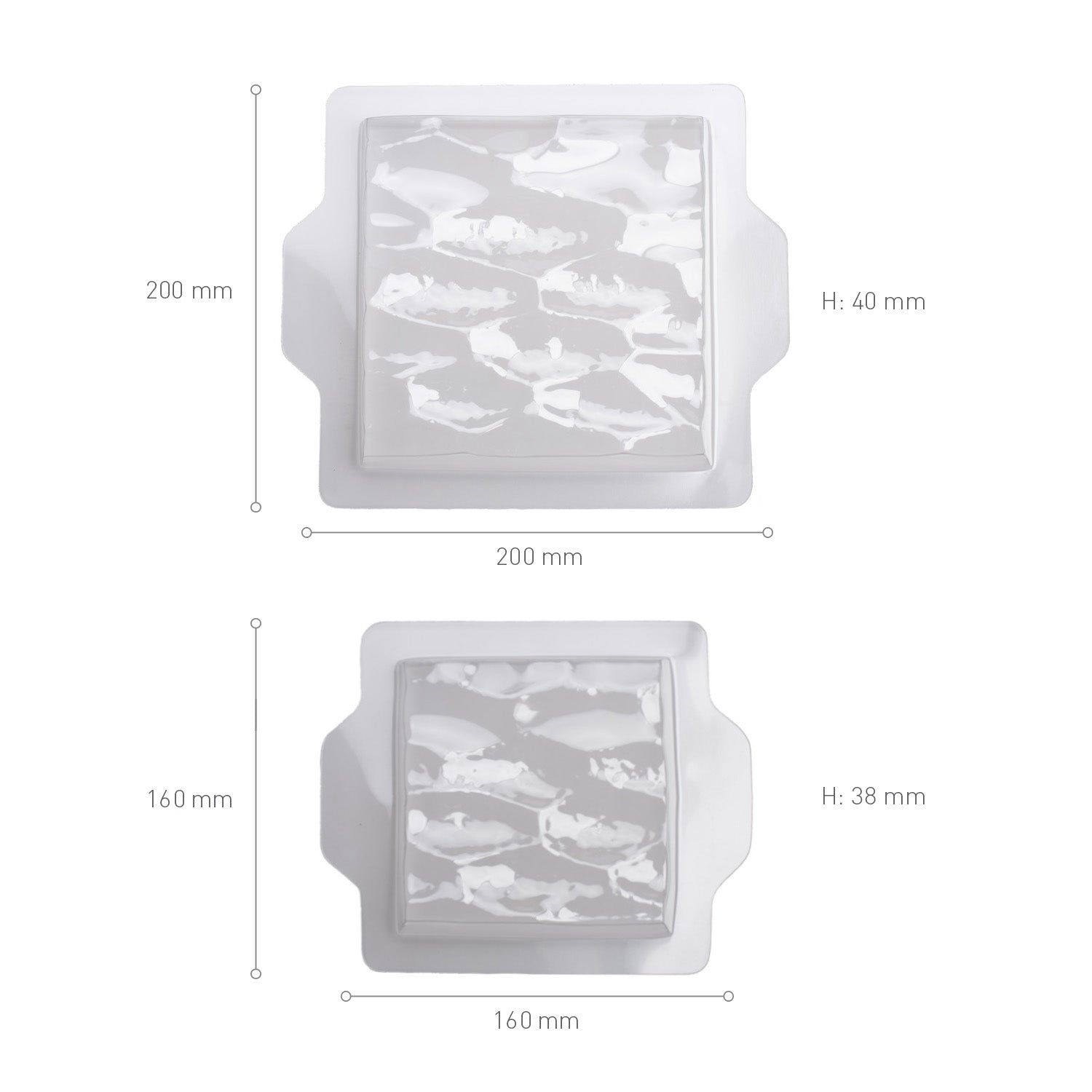 KIT 2 MOULES PLASTIQUE SEMI FROID CARRE GRAND / PETIT