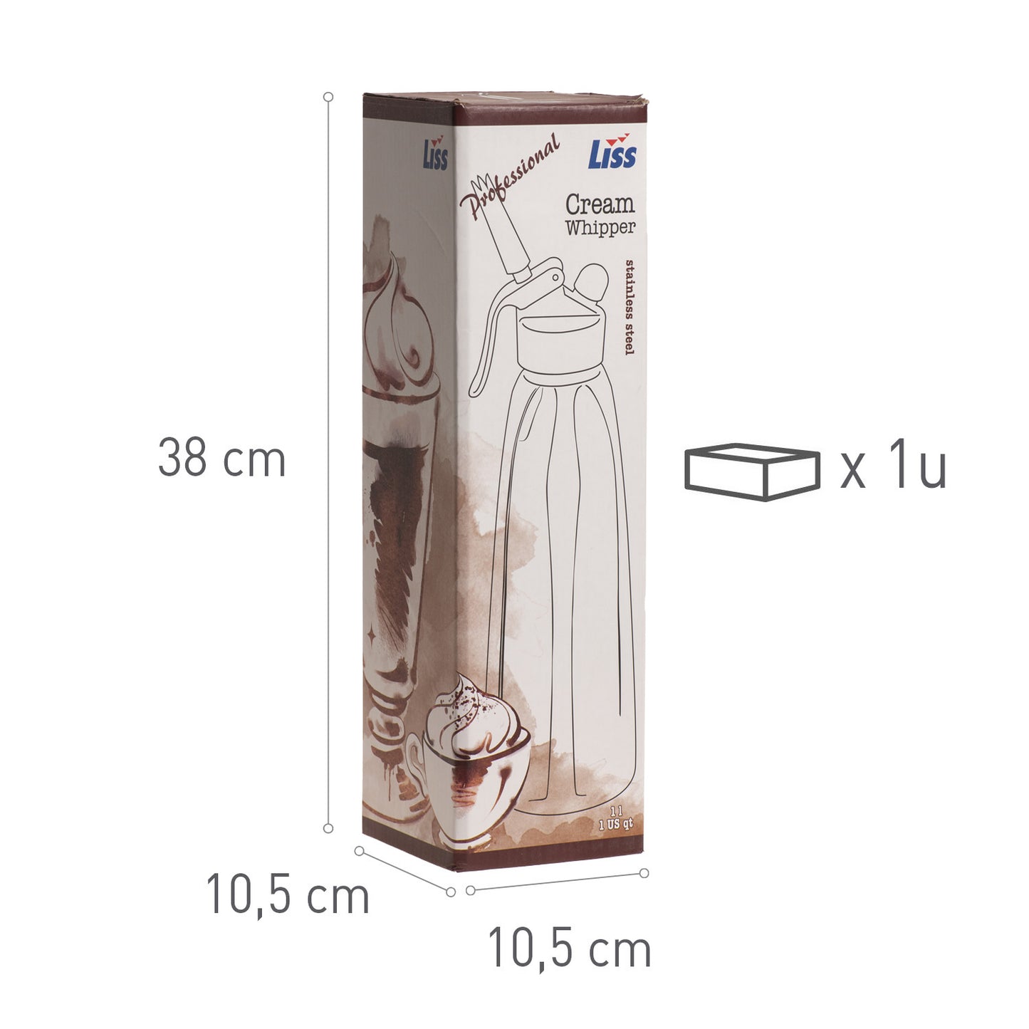 SIFON ACERO INOXIDABLE PARA CREMA (N2O) 1L