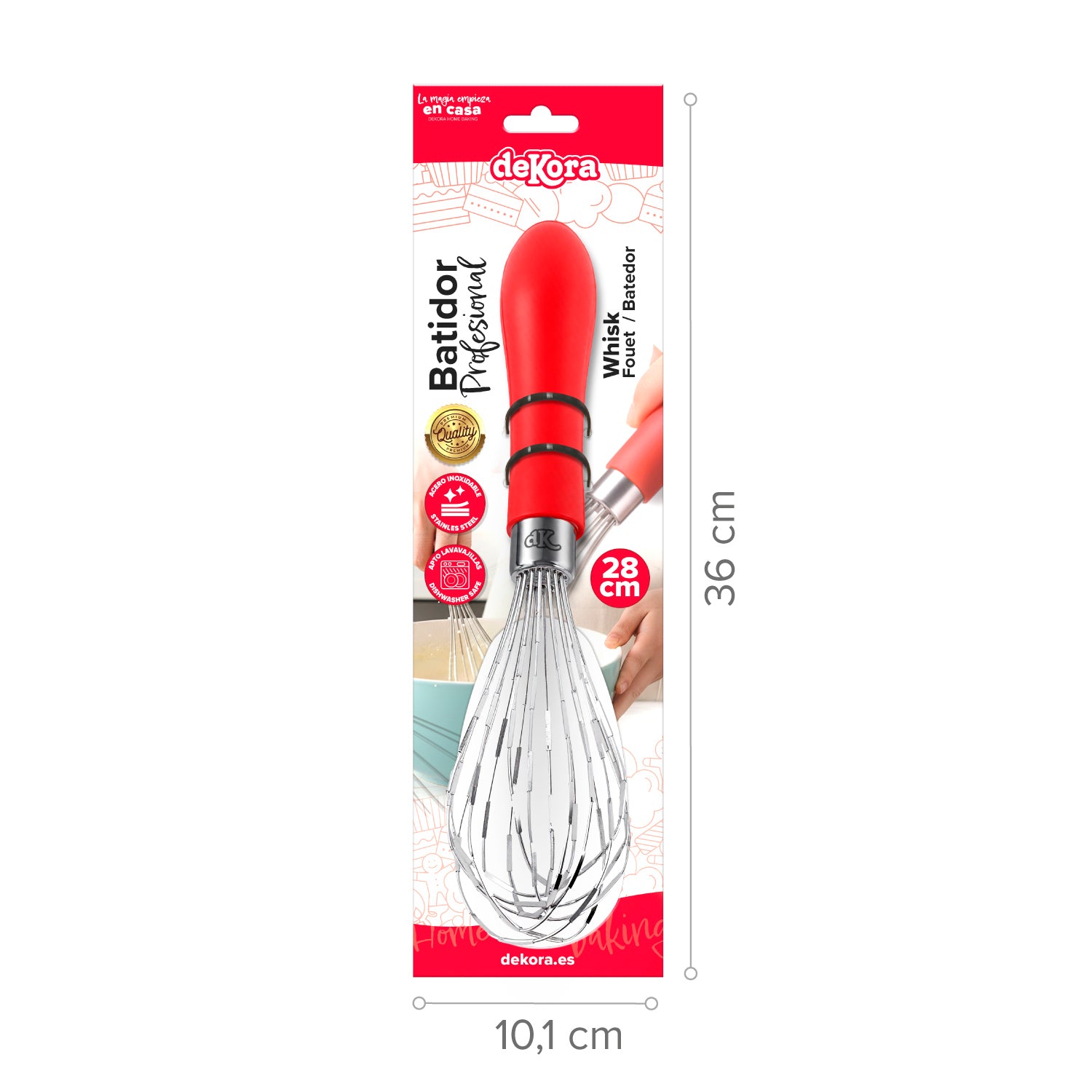ERGONOMIC HANDLE WHISK 28CM -DEKORA HOME BAKING