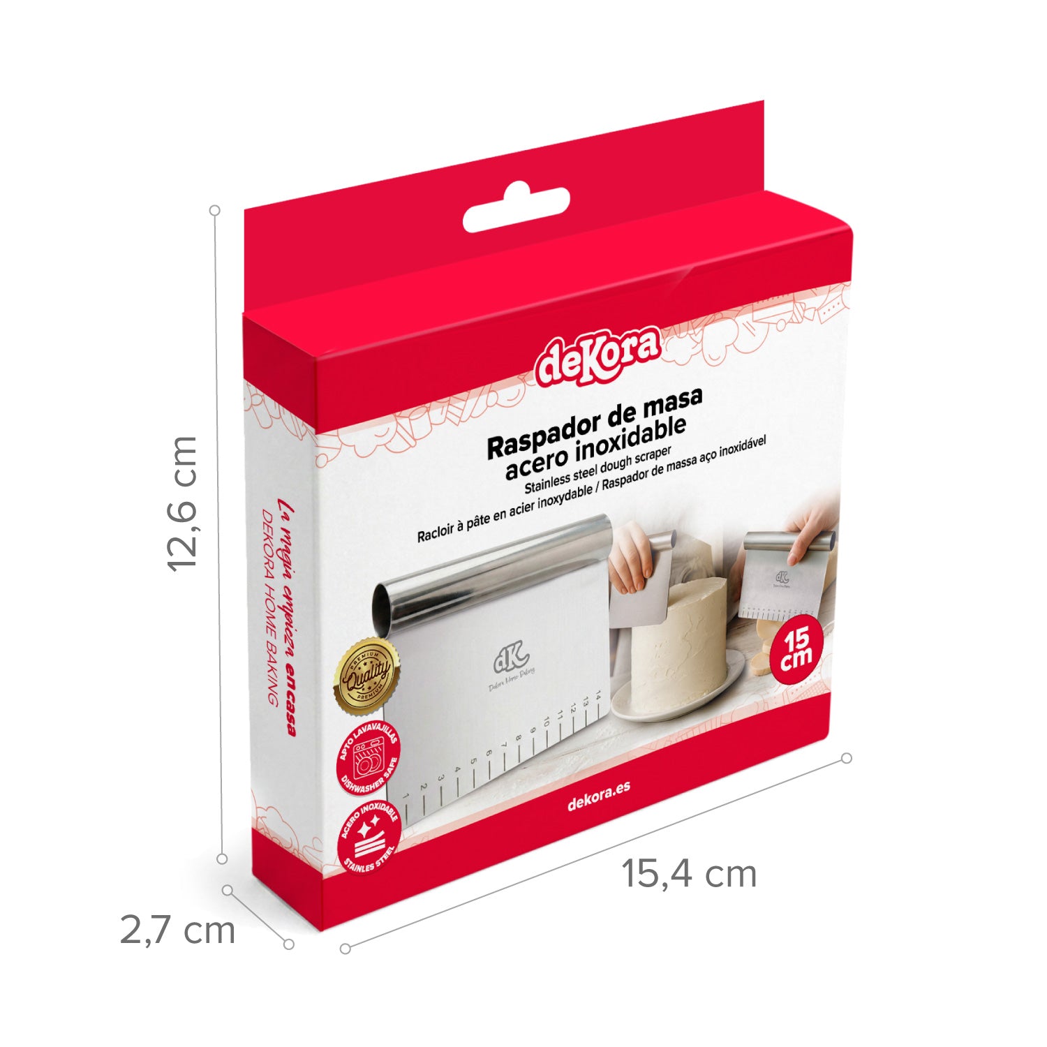 RASPADOR DE MASA ACERO INOXIDABLE 15CM- DEKORA HOME BAKING