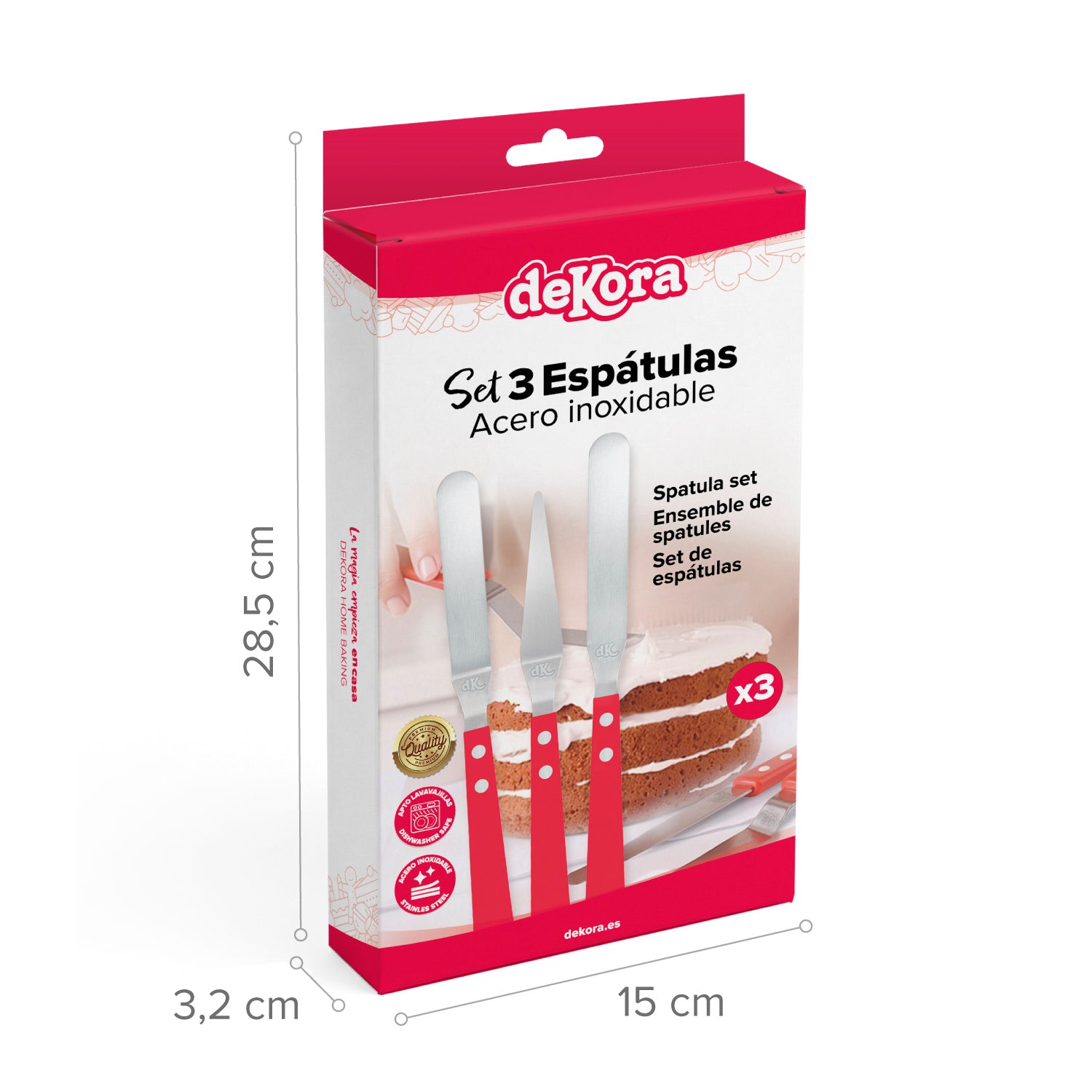 PACK 3 ESPÁTULAS ACERO INOXIDABLE- DEKORA HOME BAKING