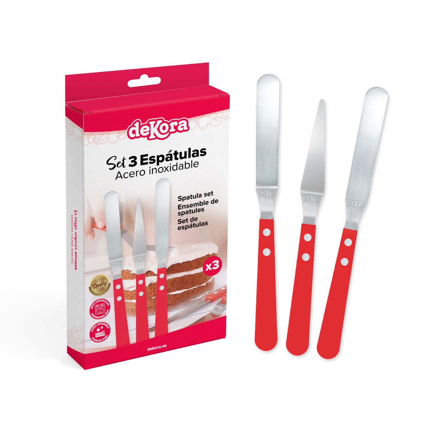 PACK 3 ESPÁTULAS ACERO INOXIDABLE- DEKORA HOME BAKING