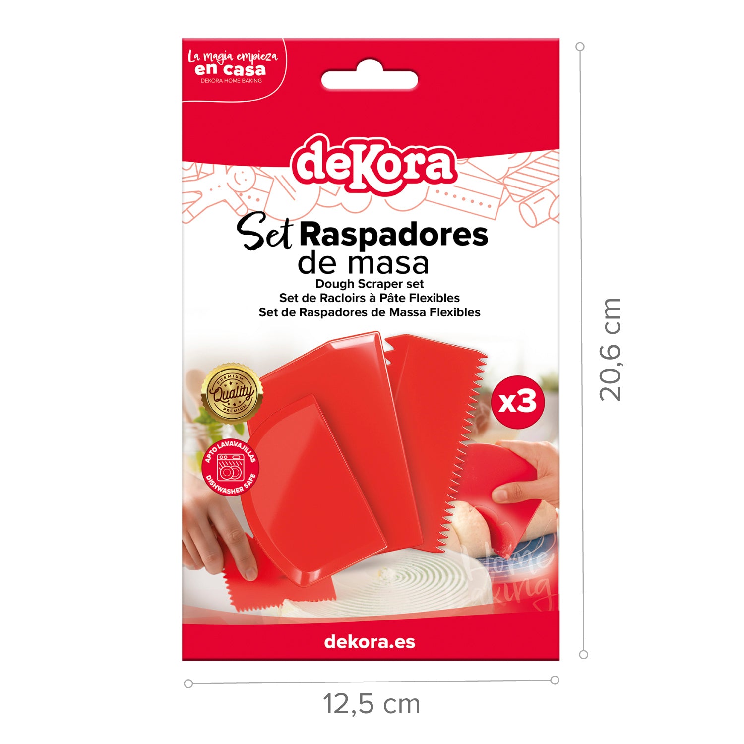 PACK 3 RASPADORES DE MASA- DEKORA HOME BAKING