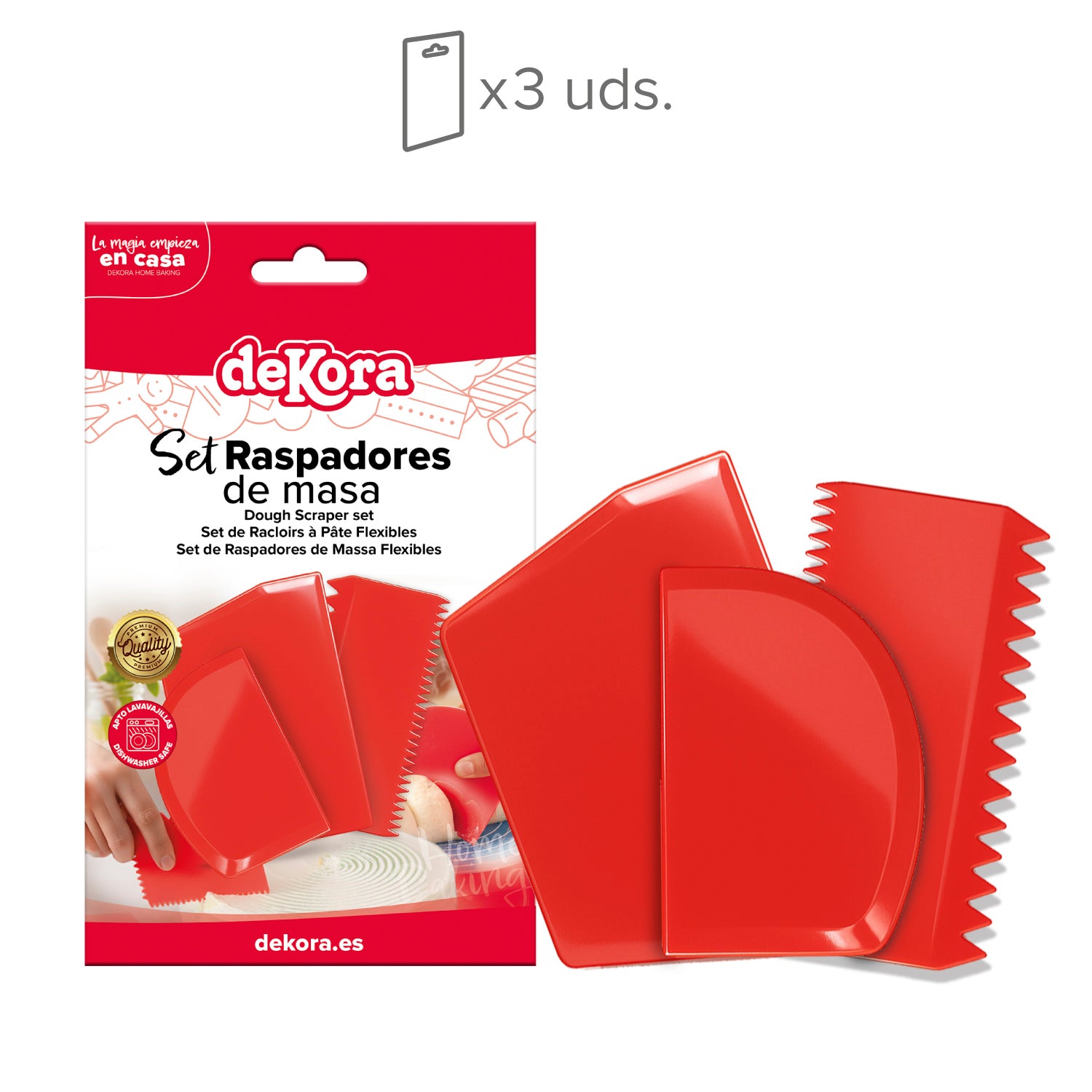 PACK 3 RASPADORES DE MASA- DEKORA HOME BAKING