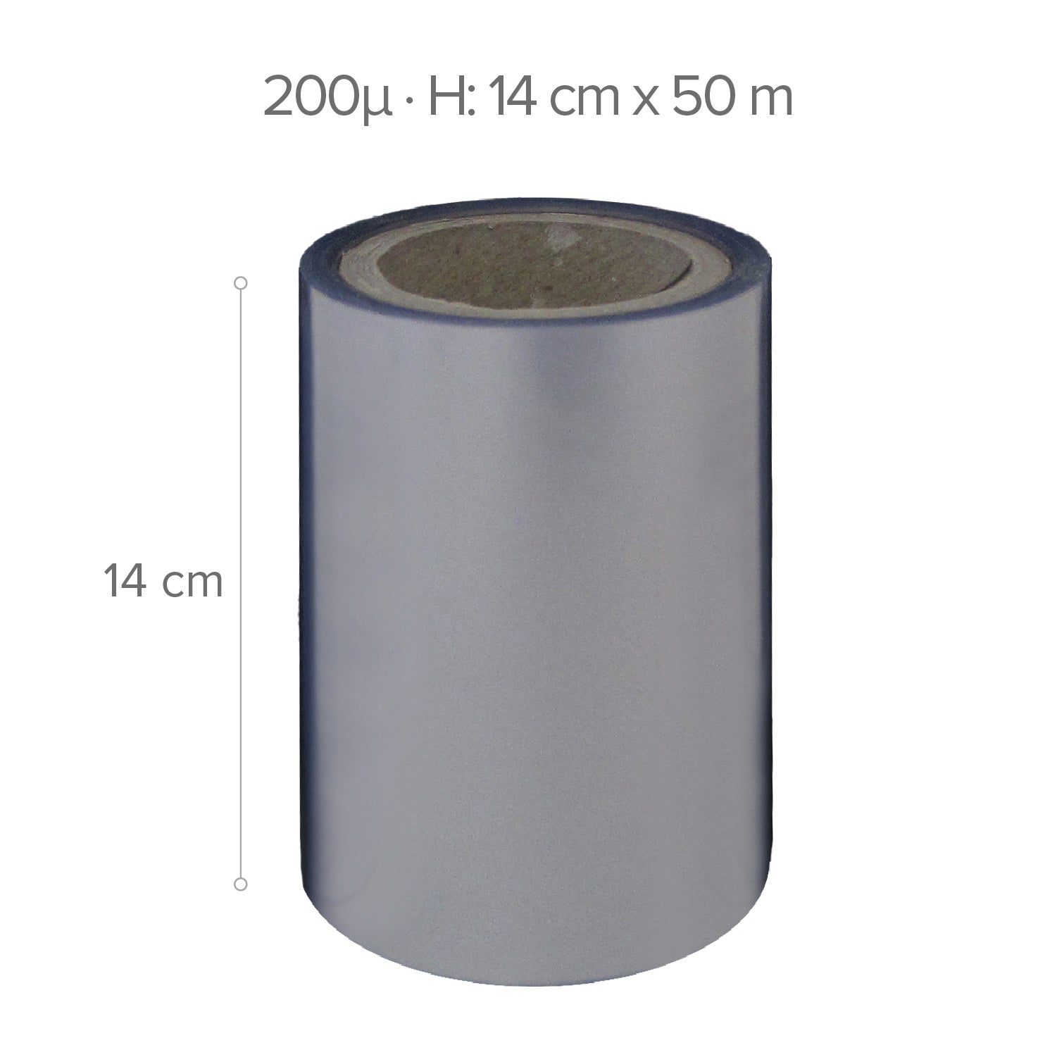 PVC ROLLO TRANSPARENTE – 50 M – H14 CM – 200µ (ACETATO)