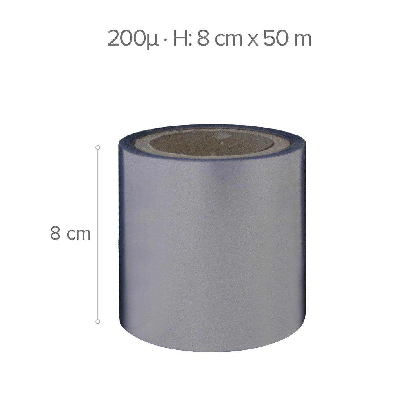 PVC ROLLO TRANSPARENTE - 50 M - H8CM - 200 MICRAS (ACETATO)