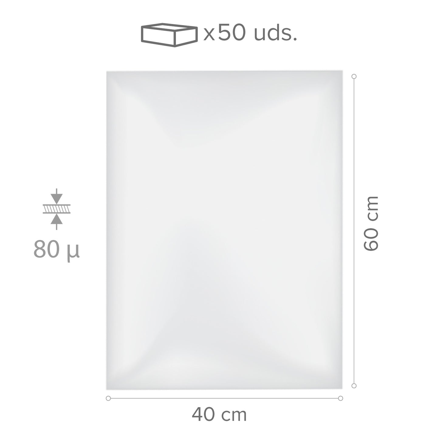 LAMINAS DE ACETATO PVC 60X40CM -80 µ -  50 UDS