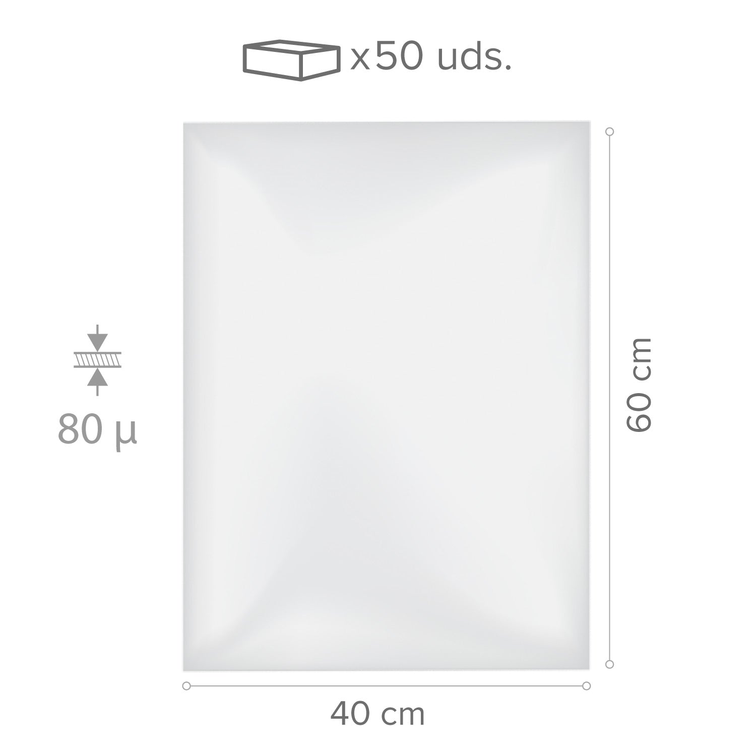 FOLHAS DE ACETATO PVC 60X40CM -80 µ -  50 UNIDADES