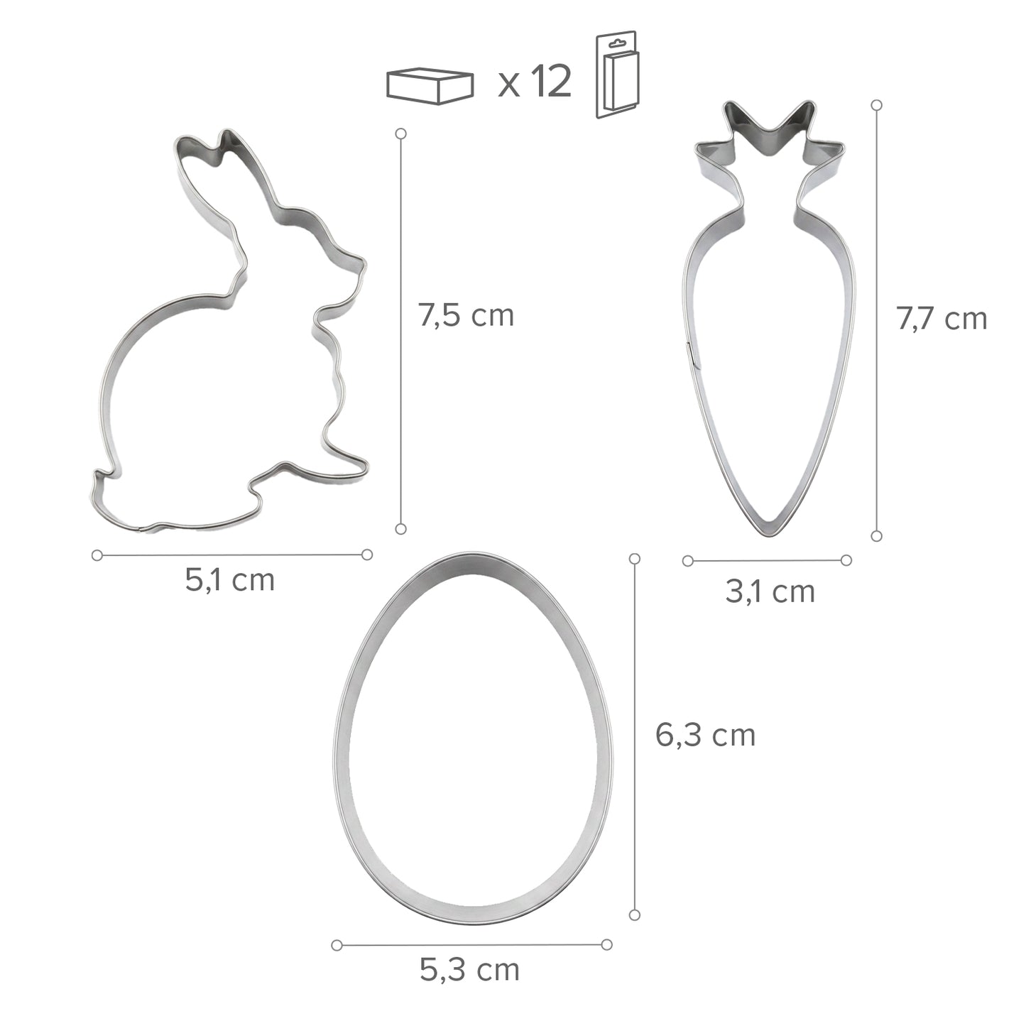 EASTER COOKIE CUTTER SET 3PCS