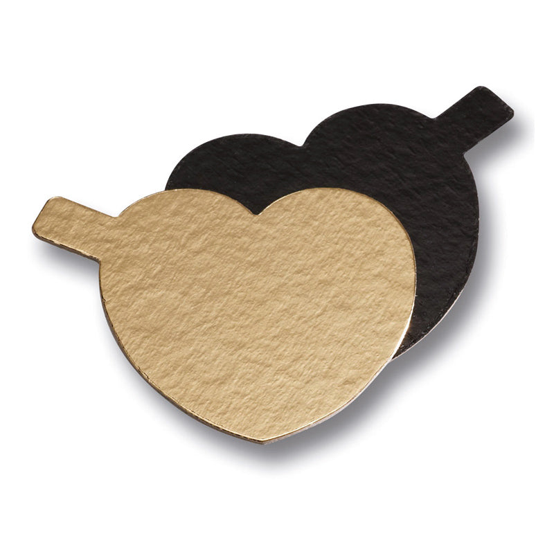 MINI BASES CARTÓN ORO/NEGRO CORAZÓN Ø 80MM