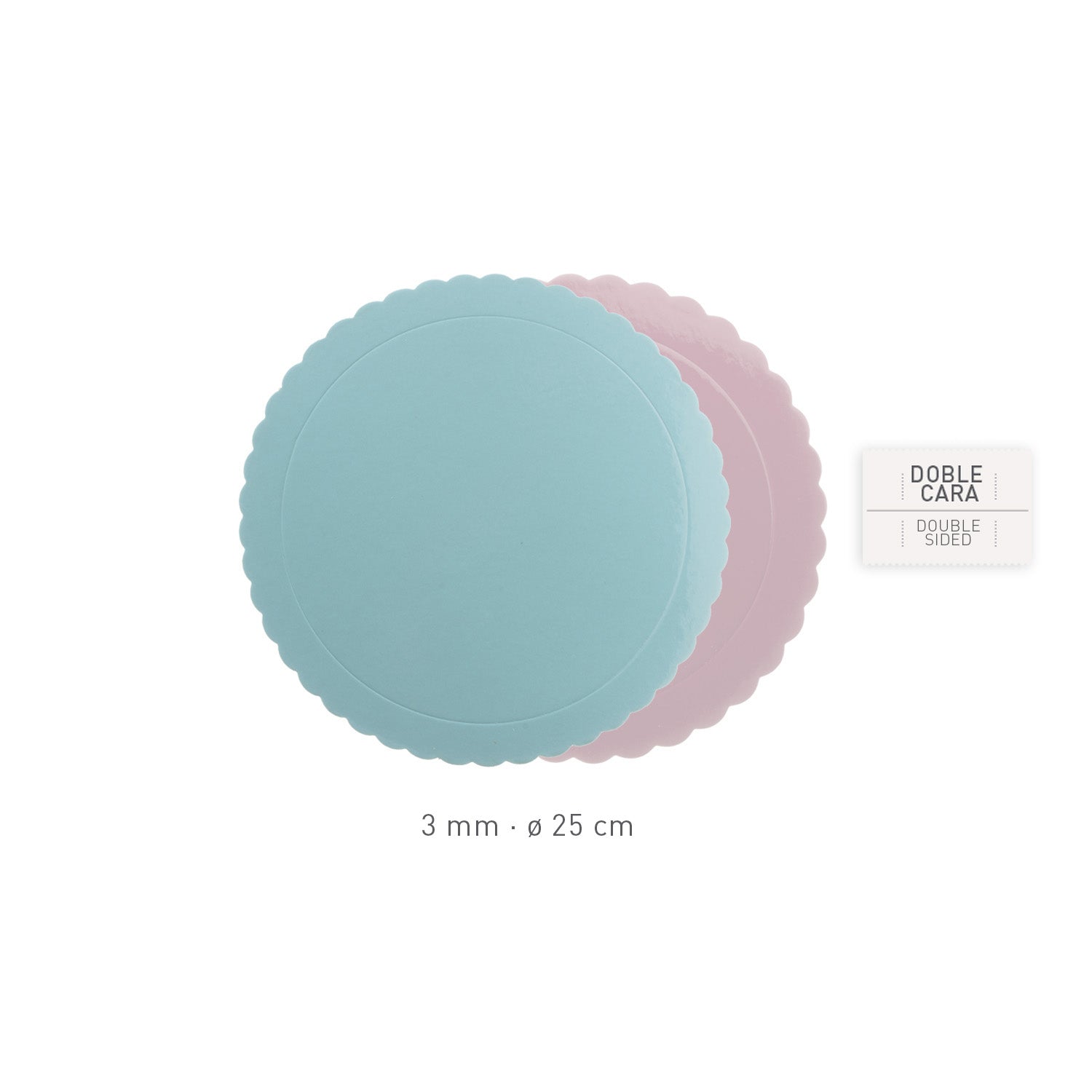 ROUND FLUTED CAKE PLATE BLUE / PINK 3MM Ø 25CM