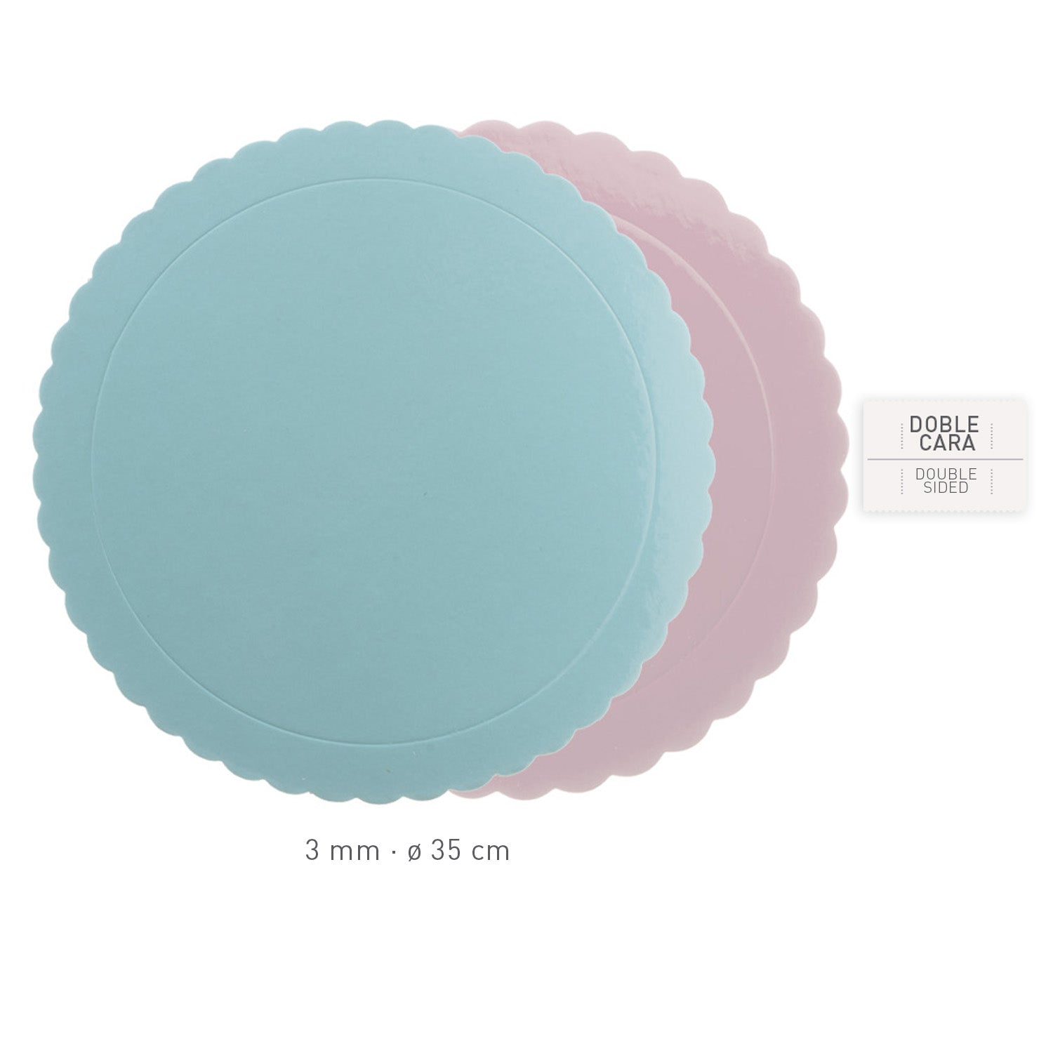 ROUND CAKE BOARD BLUE / PINK 3MM Ø 35CM