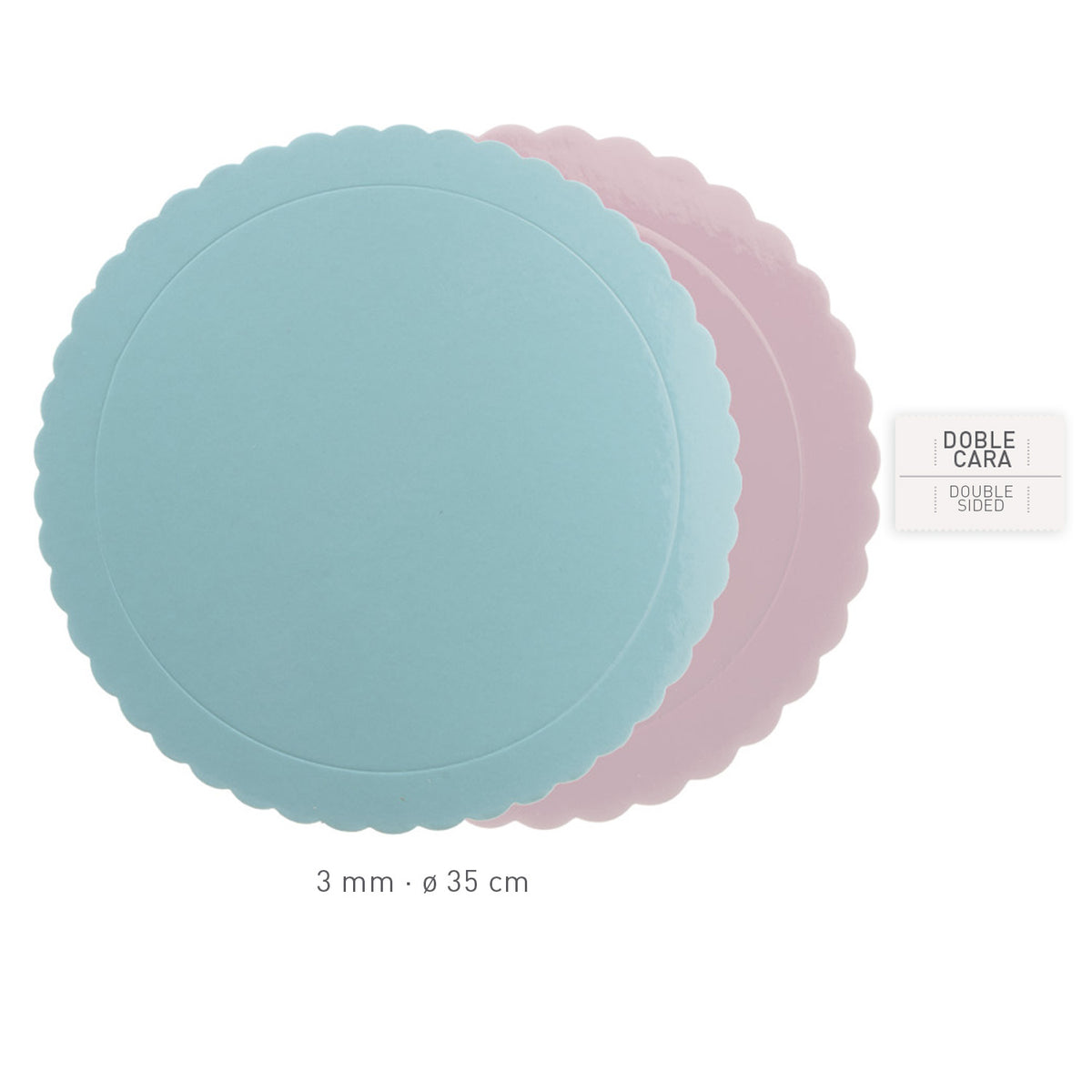 ROUND CAKE BOARD BLUE / PINK 3MM Ø 35CM