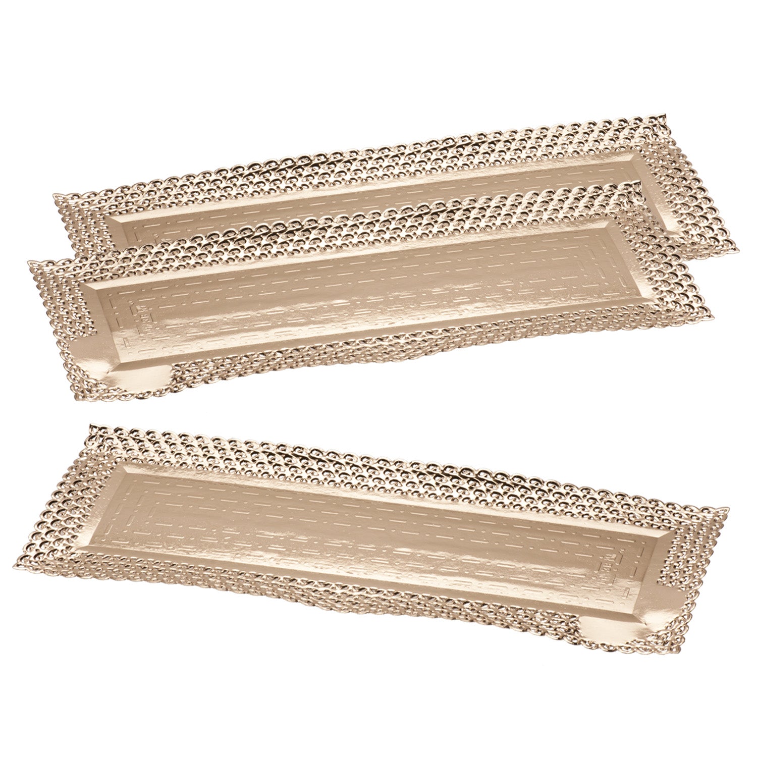 BANDEJA PASTELERÍA CARTÓN ORO RECTANGULAR 14X38CM