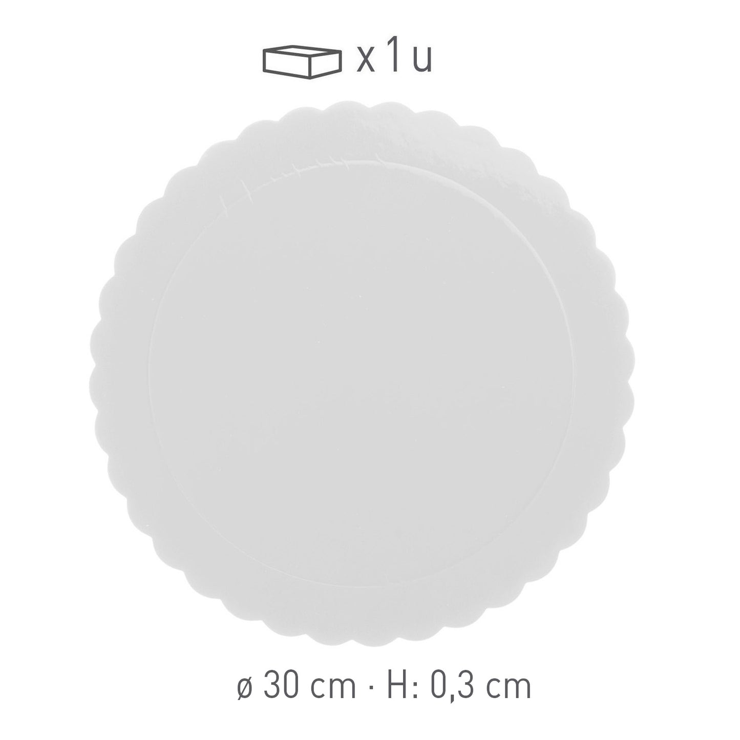 PRATO PARA BOLO REDONDO BRANCO ONDULADO 3 MM 30CM