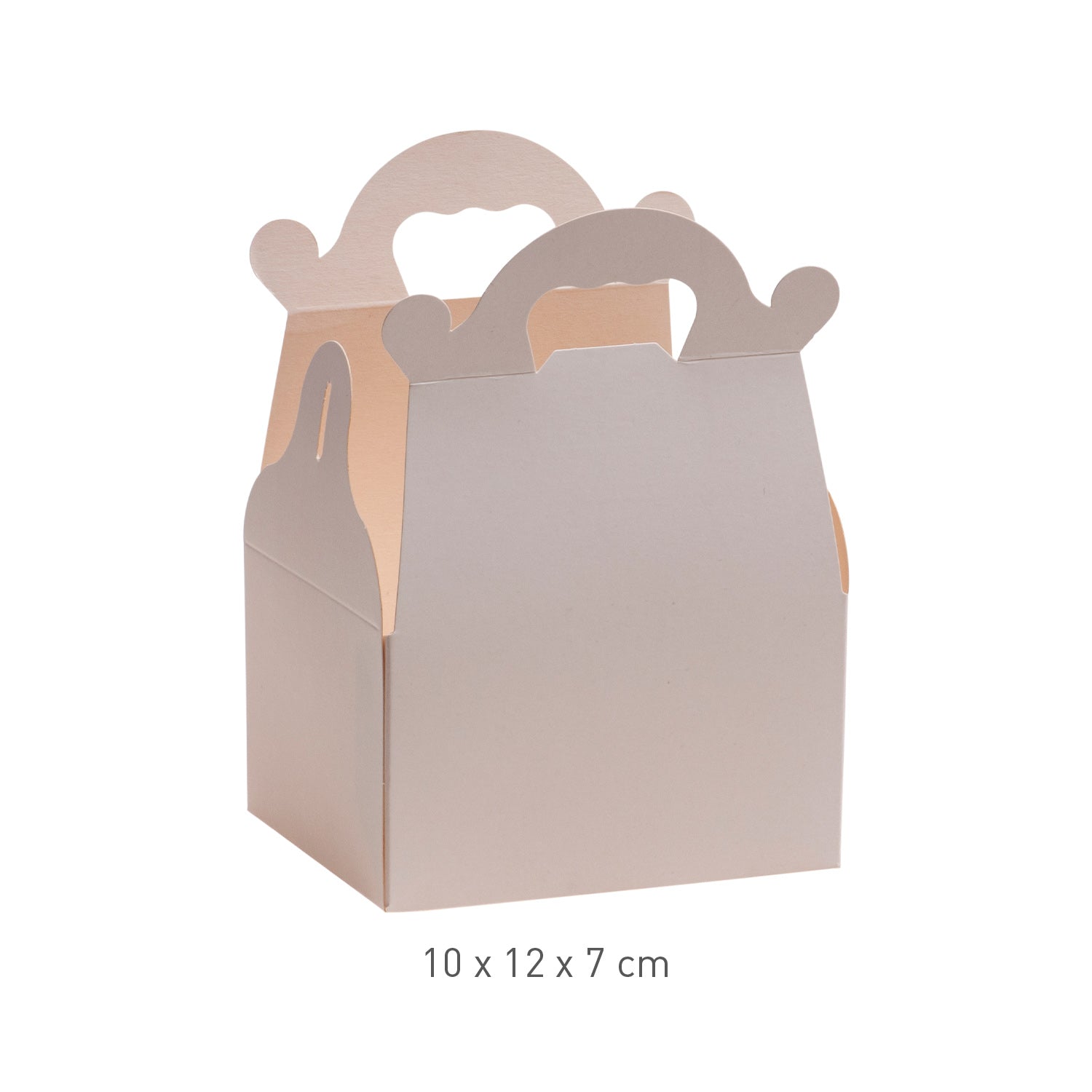 CAJA BLANCA CARTÓN CON ASAS DE PASTELERÍA 10X12X7CM