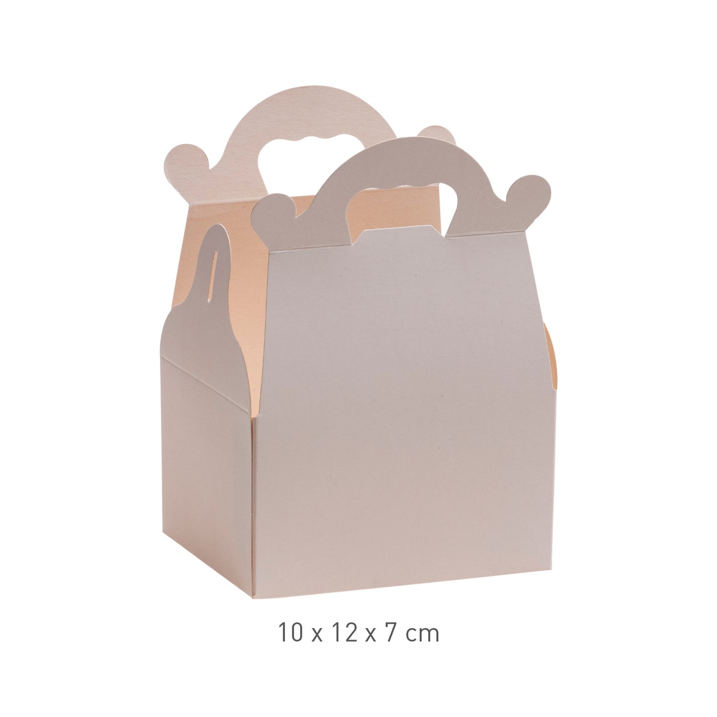 WHITE CARDBOARD CAKE BOX WITH HANDLES 10X12X7CM
