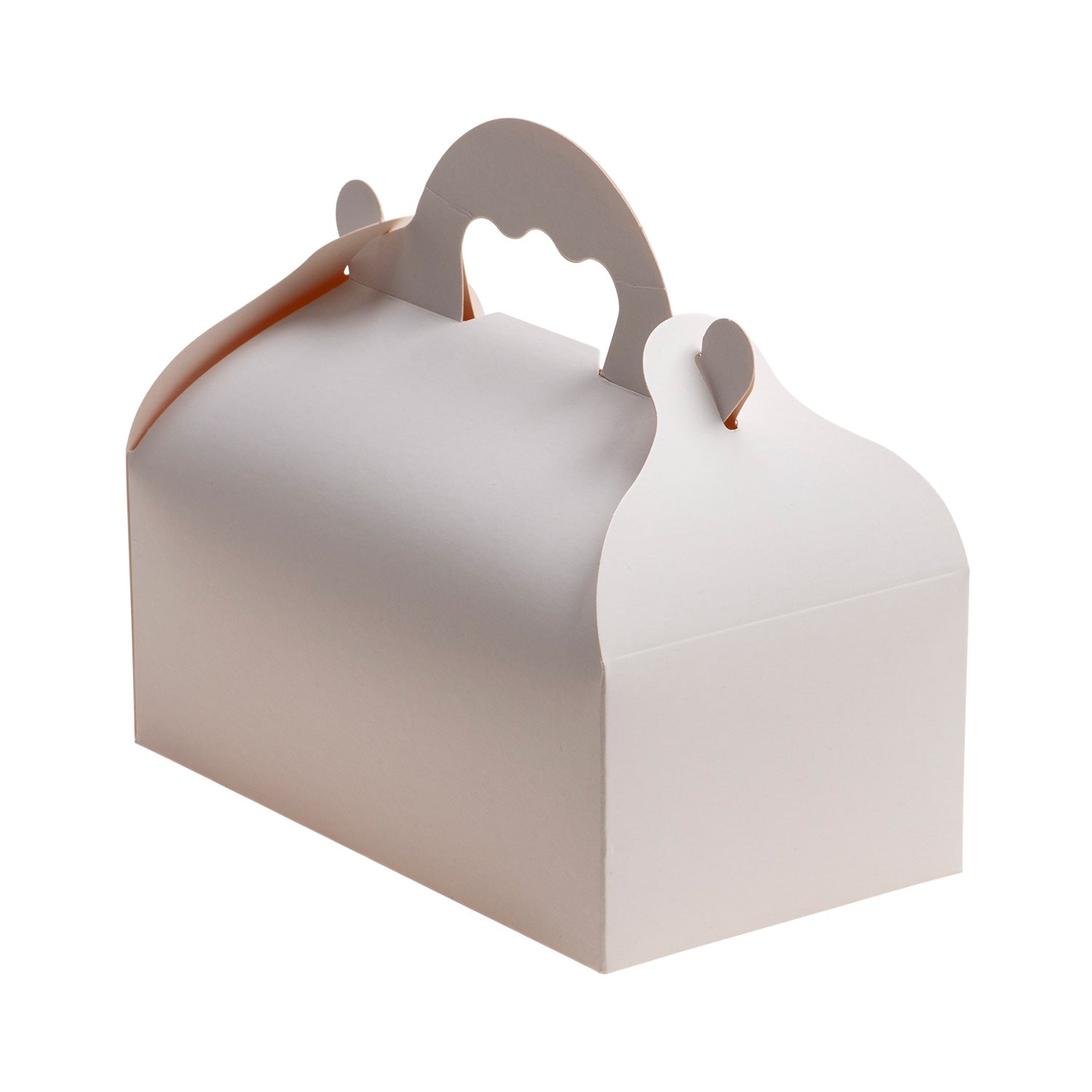 CAJA BLANCA CARTÓN CON ASAS DE PASTELERÍA 10X18X7CM