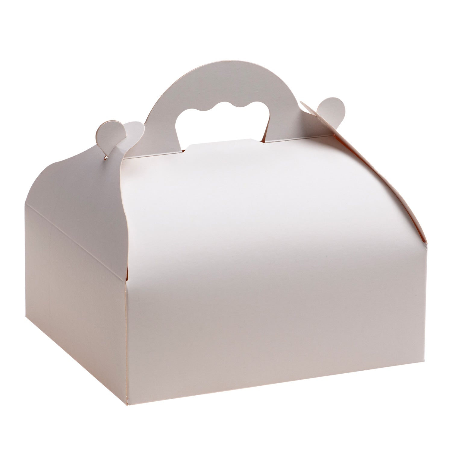 CAIXA DE PASTELARIA DE CARTÃO BRANCA COM PEGAS 16X18X7CM