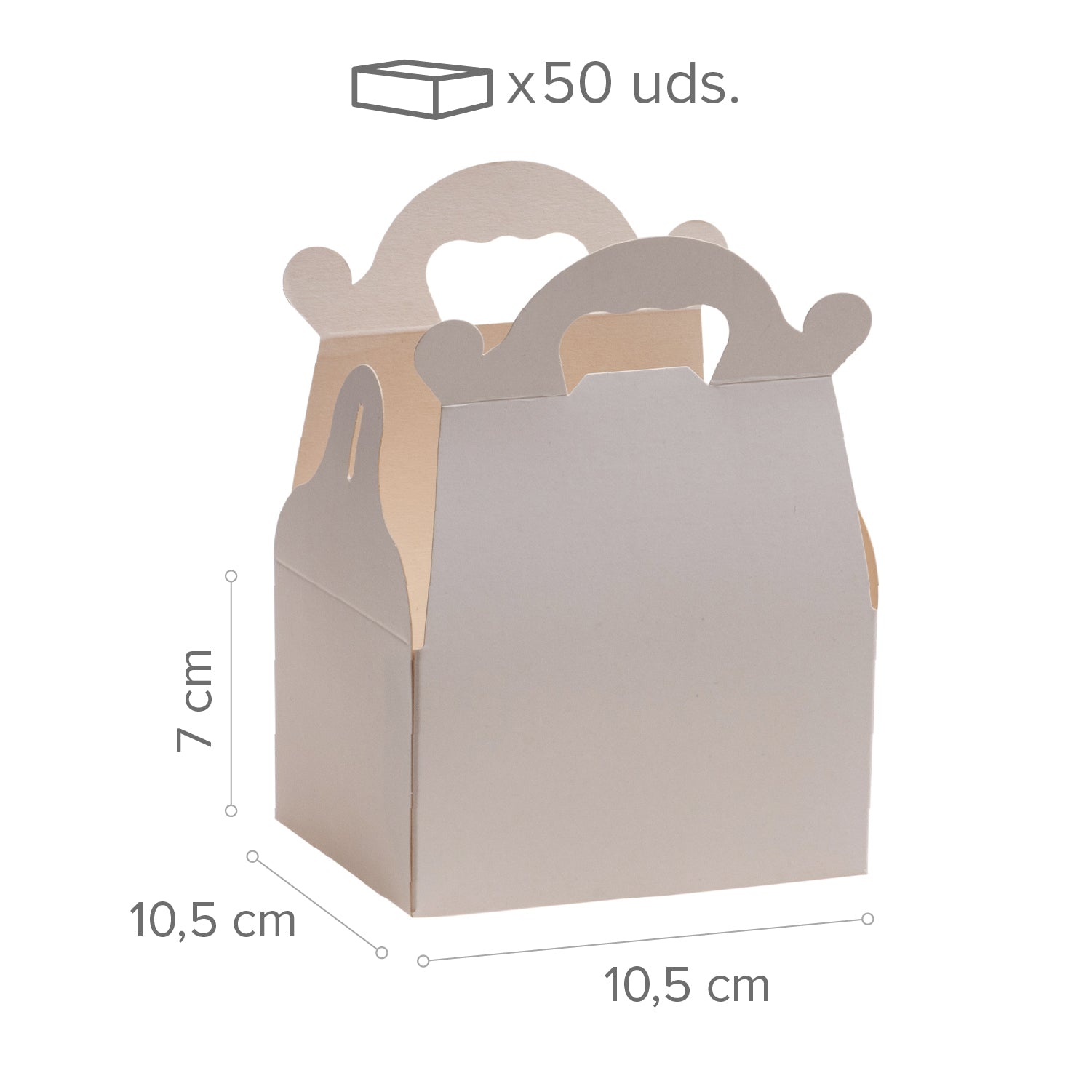 CAJA TARTA BLANCA CARTON CON ASA 10,5X10,5X7cm