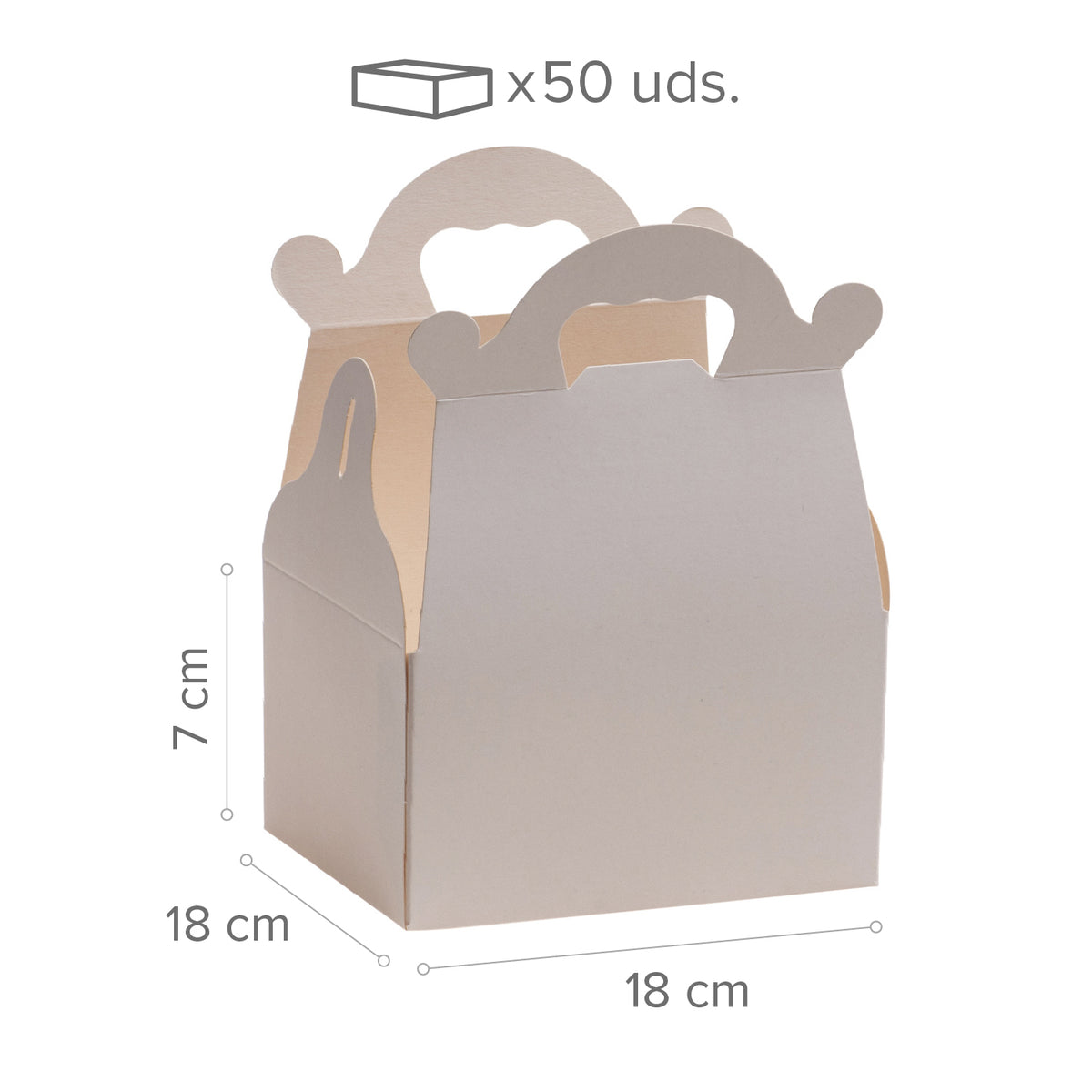 CAJA TARTA BLANCA CARTON CON ASA 18X18X7CM
