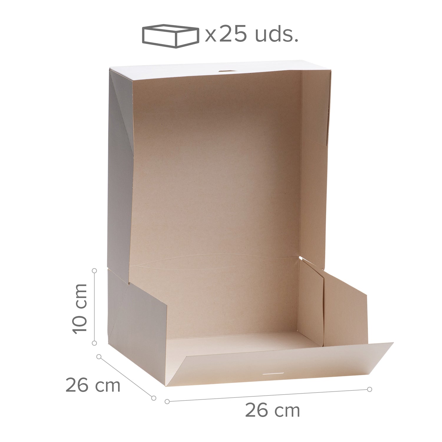 CAJA TARTA BLANCA CARTON 26X26X10 CM