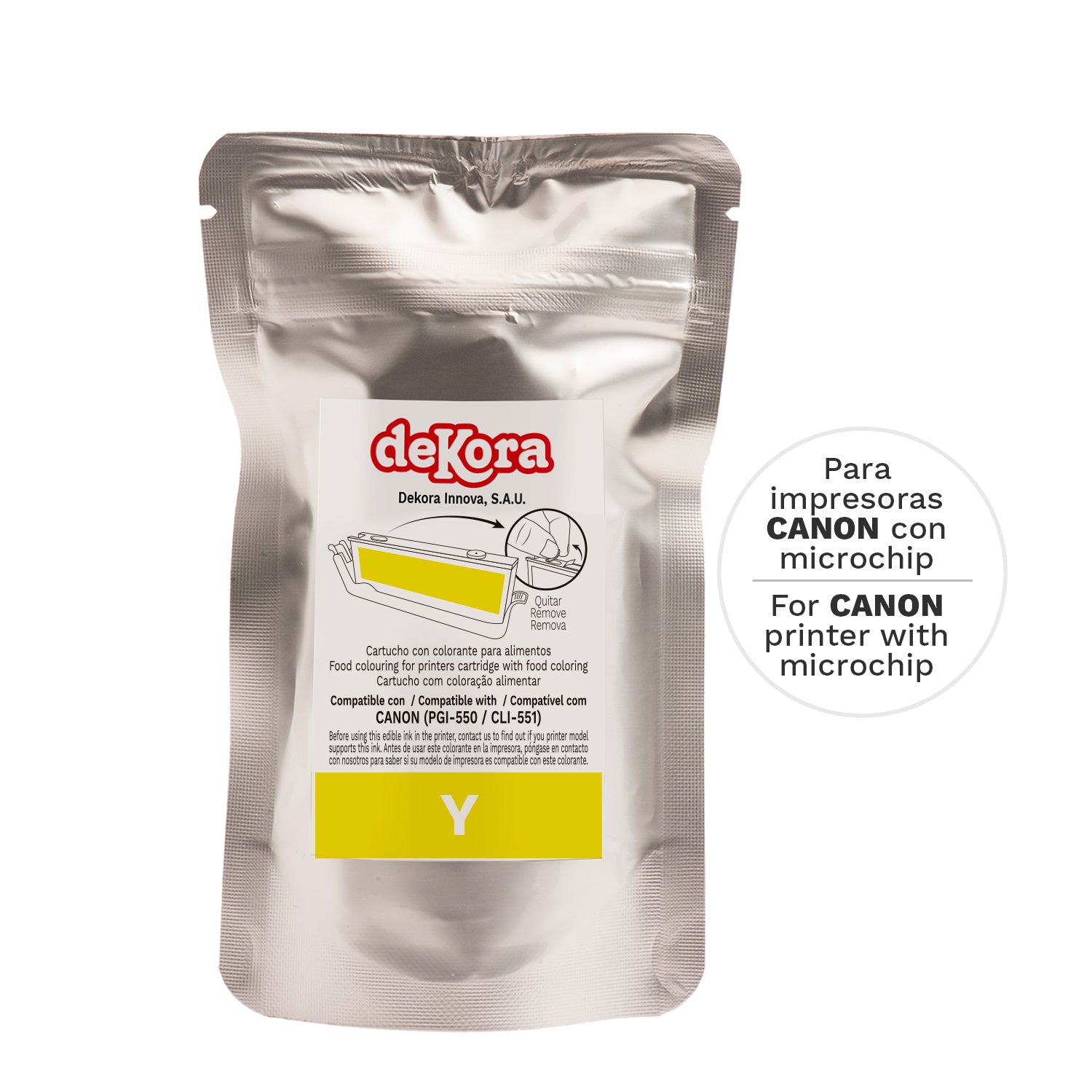 CARTOUCHE ENCRE ALIMENTAIRE PGI-550+CLI-551 JAUNE