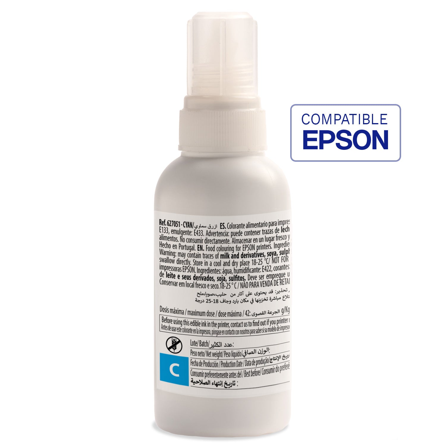 FLACONE INCHIOSTRO CIANO COMPATIBILIE EPSON EKOTANK 100CC