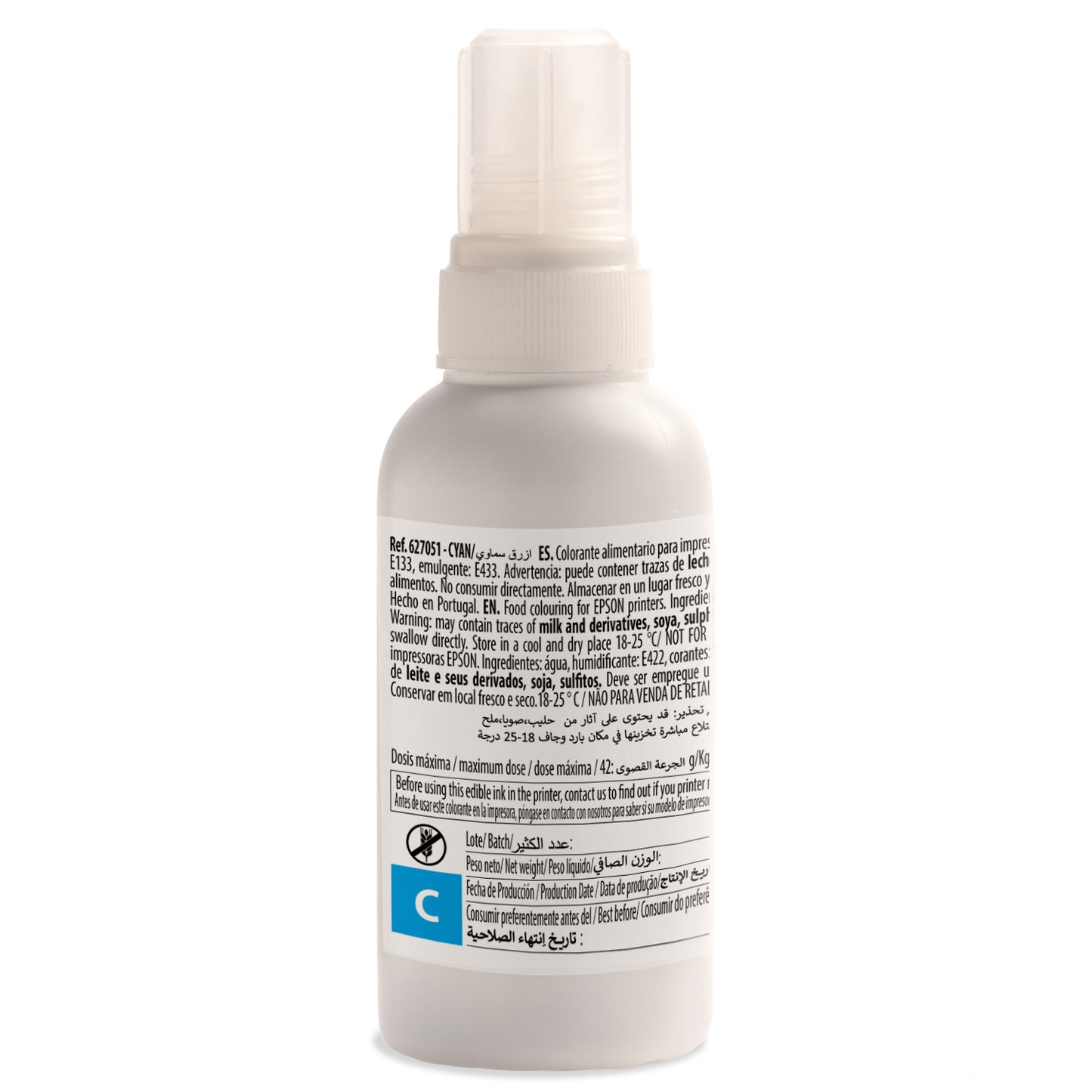 BOUTEILLE D'ENCRE CYAN COMPATIBLE EPSON EKOTANK 100CC