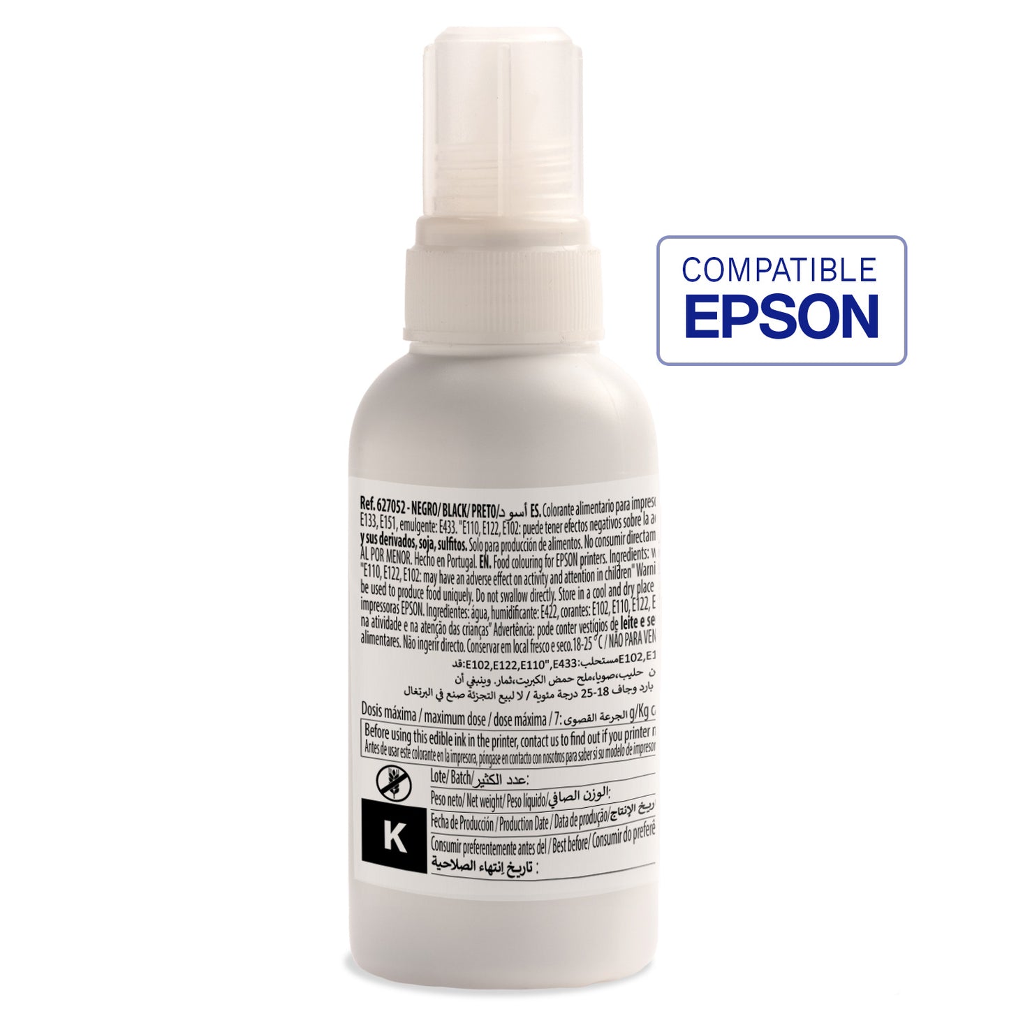 BOUTEILLE D'ENCRE NOIR COMPATIBLE EPSON EKOTANK 100CC