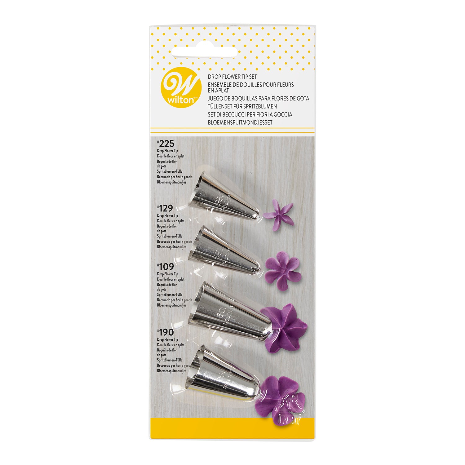 WILTON DECORATING PIPING NOZZLE SET FLOWERS -109, -129, -190